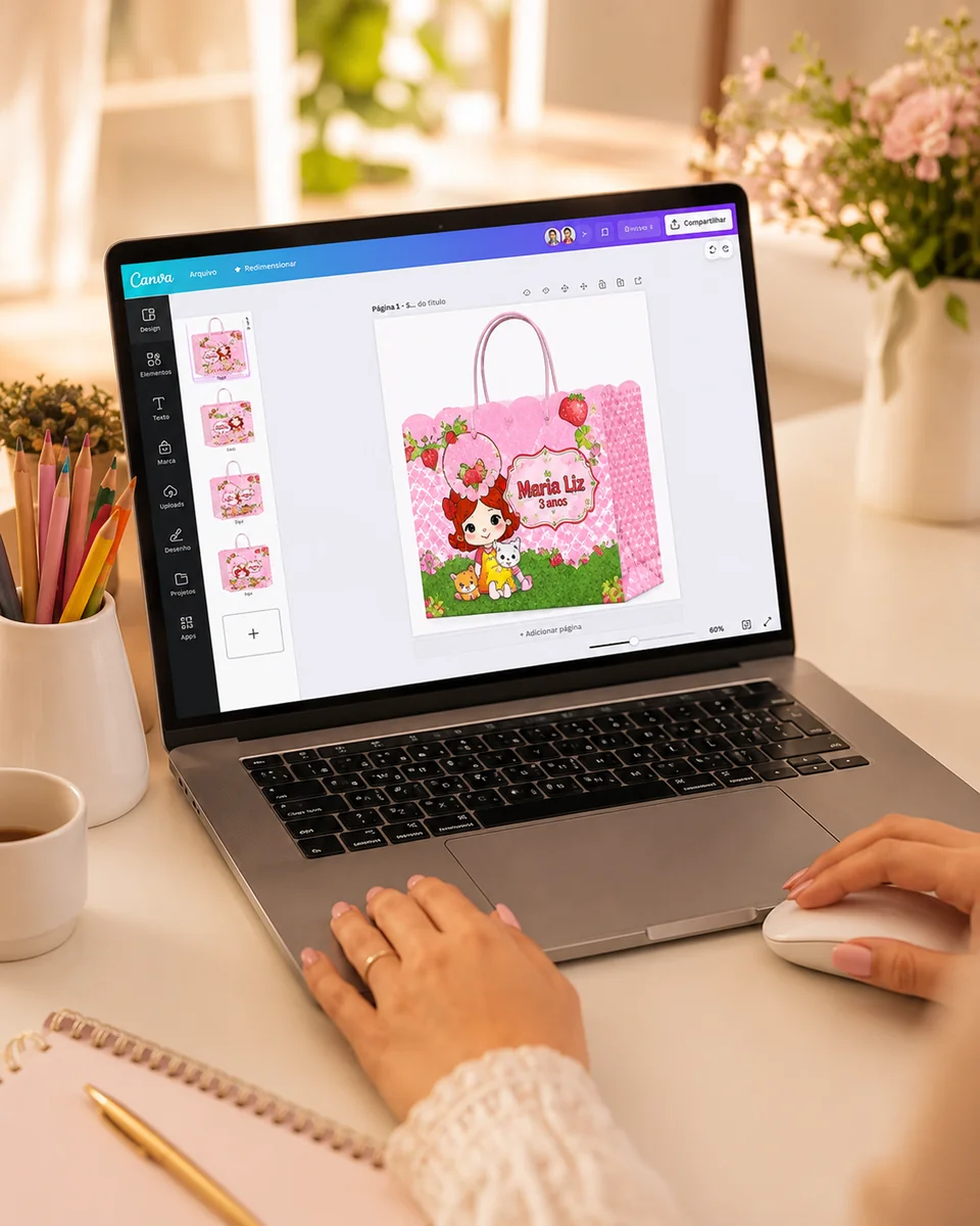 Arte sendo editada no Canva