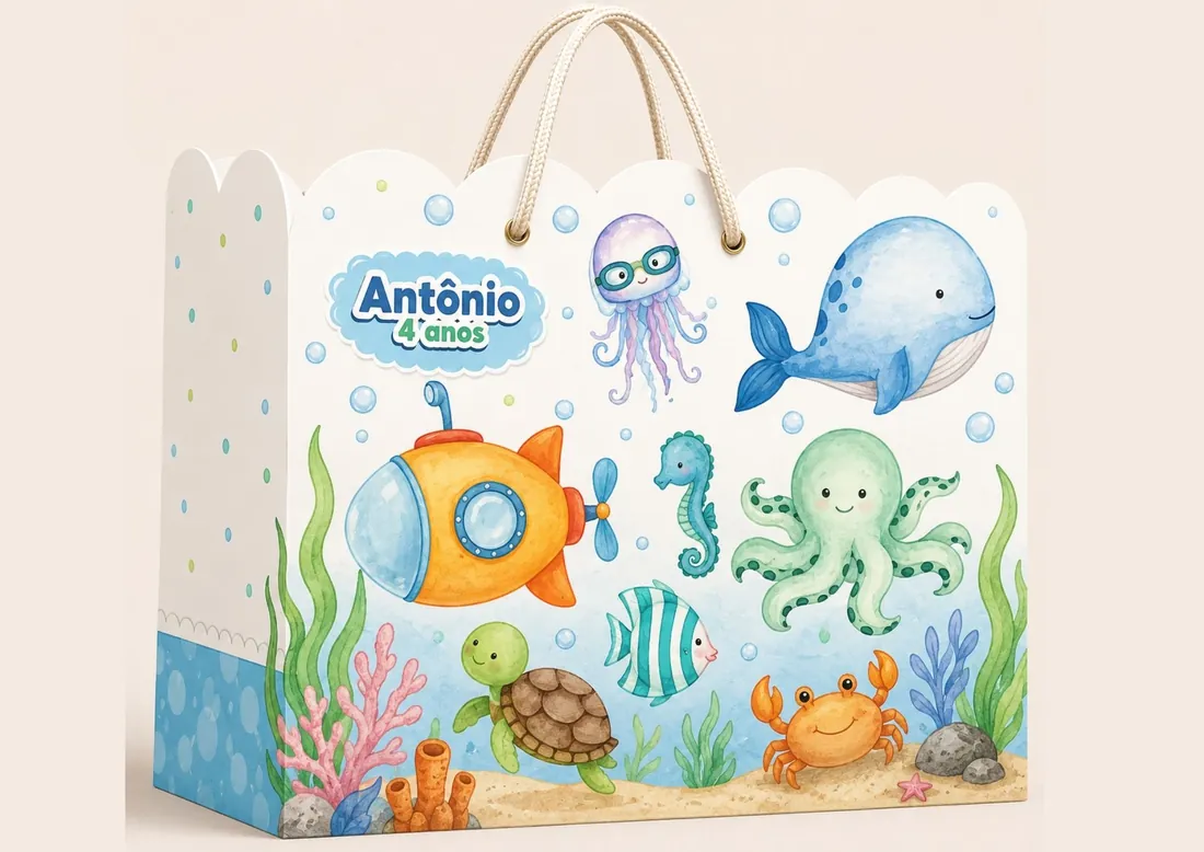 Sacola personalizada real, tema exclusivo